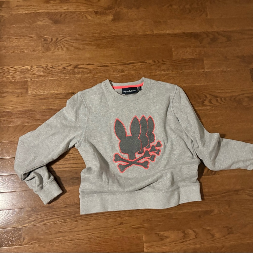 Psycho Bunny Gray Sweatshirt with Red Trim